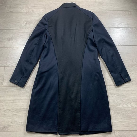 Rag & Bone Navy Blue & Black Pointed Collar Pea Coat - Picture 4 of 13